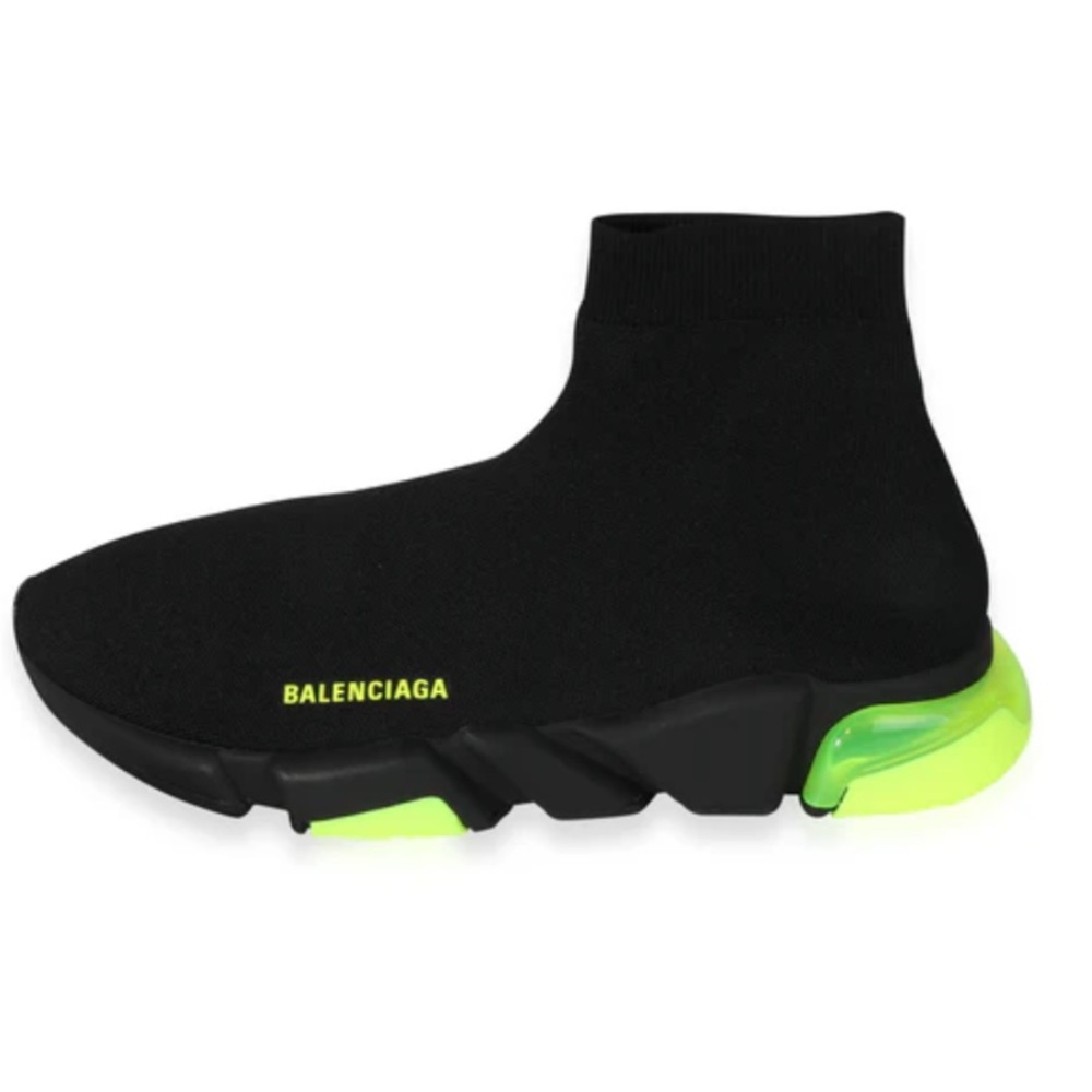 Balenciaga Black and Clear Neon Yellow Speed Trainer Size 44 or US 11